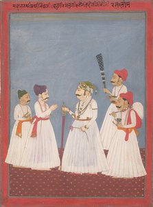Principe con quattro attendenti, fine XVIII-inizio XIX secolo da Sri Prathi Singh of Ratlam