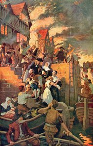 Il Grande Incendio di Londra nel 1666, illustrazione da 