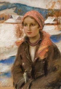 Ragazza con foulard rosso da Stanisław Górski