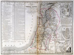 Mappa della Palestina che mostra anche i confini di ogni tribù. A. Stucchi da Stanislao Stucchi