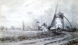 Paesaggio con mulino a vento, c1855-1892 da Stanislas Lepine