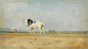 Un cavallo da aratro in un campo da Stanislas Lepine