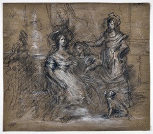 Studio di tre donne e un cane