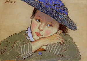 Ragazza con cappello blu, 1895 da Stanislaw Wyspianski
