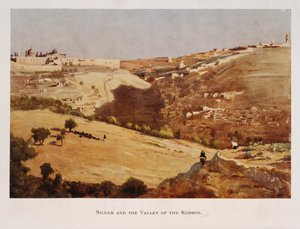 Acquerello di Stanley Inchbold, che raffigura la Valle del Cedron, a Gerusalemme, Palestina 1906