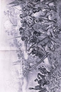 Chilianwala, 13 gennaio 1849: La Brigata di Goddy fa una resistenza eroica quando circondata dai Sikh, illustrazione da British Battles on Land and Sea, 1915 da Stanley L. Wood