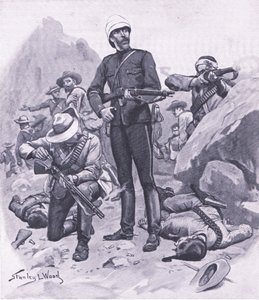 Il colonnello Buller a Inhlobane Mountain, marzo 1879, illustrazione da British Battles on Land and Sea, 1915