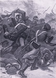 Inkerman: Il 55º Reggimento (2º Border) carica i russi, illustrazione da British Battles on Land and Sea, 1915 da Stanley L. Wood