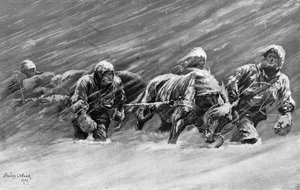 Il viaggio durante la tempesta di neve, 1909 da Stanley L Wood