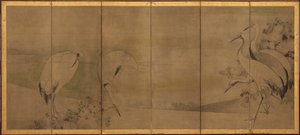 Gru e crisantemi, periodo Momoyama o Edo da Sôtatsu