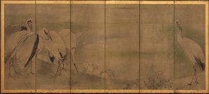Gru e crisantemi, periodo Momoyama o Edo da Sôtatsu