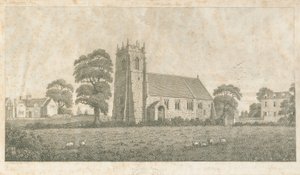 Chiesa di Adbaston: incisione a linee e puntini, nd [c 1800] da Stebbing Shaw