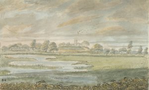 Chiesa di High Offley: acquerello, nd [1762-1802] da Stebbing Shaw