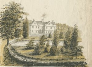 Madeley - Vecchia Casa: disegno ad acquerello, nd [1762-1802] da Stebbing Shaw