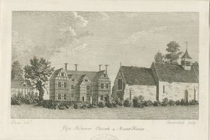 Chiesa e Manor House di Pipe Ridware: incisione da Stebbing Shaw