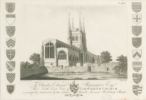 Chiesa di Tamworth (acquaforte, 1792) da Stebbing Shaw