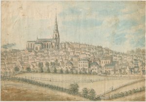 Walsall Town - Vista nord-ovest: acquerello, nd [c 1798] da Stebbing Shaw