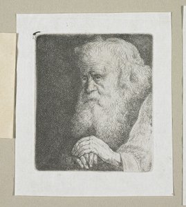 Mezza figura di un vecchio con la barba bianca