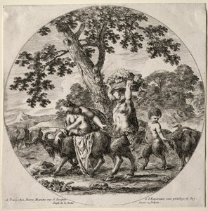 Una famiglia di satiri in viaggio da Stefano della Bella