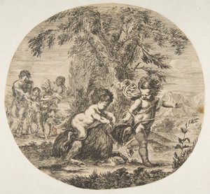 Un bambino e un satiro bambino che giocano con una capra, ca. 1657