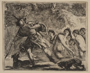 Atteone, dal Gioco della Mitologia Jeu de la Mythologie, 1644 da Stefano della Bella