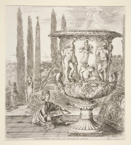 Ragazzo che Disegna il Vaso Medici in un Giardino Italiano da Stefano della Bella
