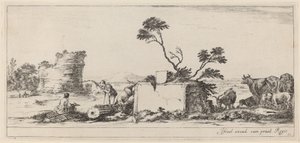 Scena di campagna con artista che disegna, entro il 1647 da Stefano della Bella
