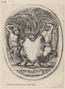 Cartiglio a forma di tigre scuoiata sostenuto da centauri, 1647 da Stefano della Bella