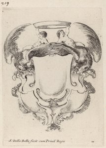 Cartiglio con aquile e due infanti che tengono una corona, 1647 da Stefano della Bella