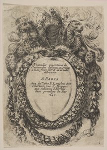 Cartouche con titolo: Nouvelles inventions de Cartouches, 1647 da Stefano della Bella