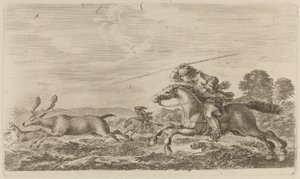 Cervi inseguiti da due cavalieri da Stefano della Bella