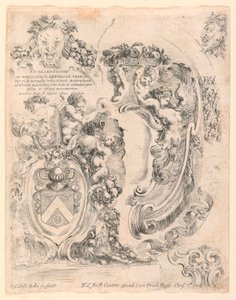 Stemmi e dettagli per stemmi, n. 2 da "Raccolta di varii cappriccii et nove inventioni di cartelle et ornamenti" da Stefano della Bella