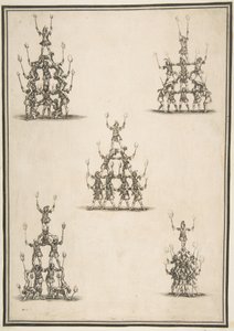 Cinque gruppi di acrobati, 1652 da Stefano della Bella
