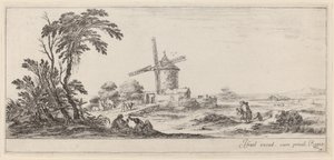 Paesaggio con mulino a vento da Stefano della Bella