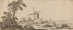 Paesaggio con mulino a vento da Stefano della Bella