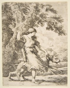Ninfa che tiene un grande cane per il collare, ca. 1654 da Stefano della Bella