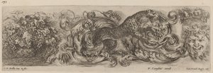 Fregio ornamentale con leopardo da Stefano della Bella