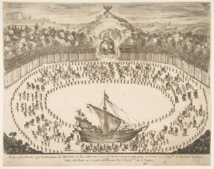 Carro allegorico a forma di nave, stemma del Granduca di Modena in cima, 1652 da Stefano della Bella
