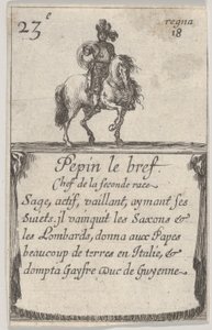 Pepin il breve Capo della seconda razza..., da Gioco dei Re di Francia Jeu des Ro..., 1644 da Stefano della Bella