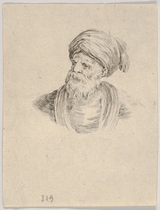 Tavola 12: busto di un vecchio turco con turbante, che guarda a sinistra, da Varie...