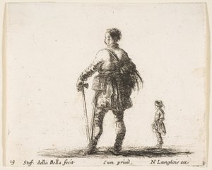 Tavola 19: un nobile polacco in abito di corte, visto da dietro da Stefano della Bella