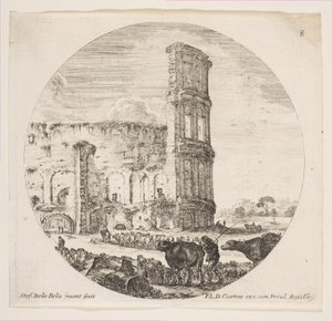 Tavola 8: il Colosseo, due mandrie dirette verso l