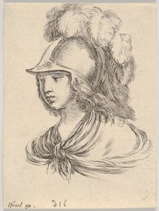 Busto di Minerva, con elmo piumato, guardando verso sinistra, da ..., 1650 da Stefano della Bella