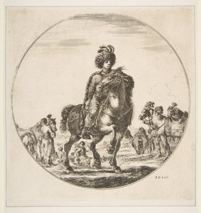 Cavaliere polacco rivolto a destra, una composizione circolare, da Figure a cavallo, ca. 1651 da Stefano della Bella