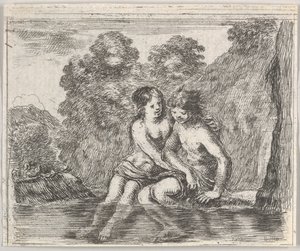 Salmacis e Ermafrodito, da Gioco della mitologia Jeu de la Mythologie da Stefano della Bella