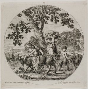 Famiglia di satiri che cammina da Stefano della Bella