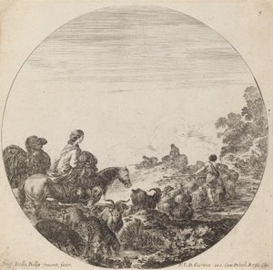 Pastore e gregge con donna e cammello, 1646 da Stefano della Bella