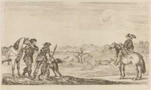 Piccolo cervo inseguito da un cavaliere da Stefano della Bella