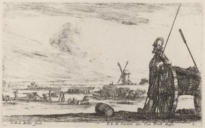 Soldato in armatura e un cannone, c. 1641 da Stefano della Bella