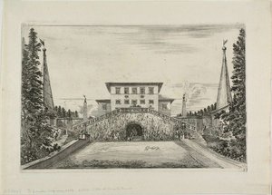 Facciata sud della villa e il grande prato, da Vedute della Villa Pratolino da Stefano della Bella